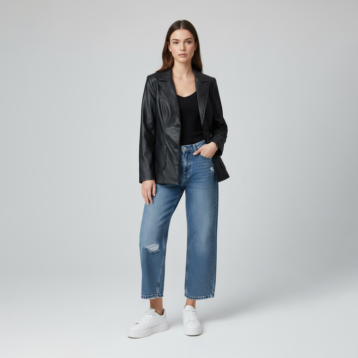 Tailored Faux Leather Blazer