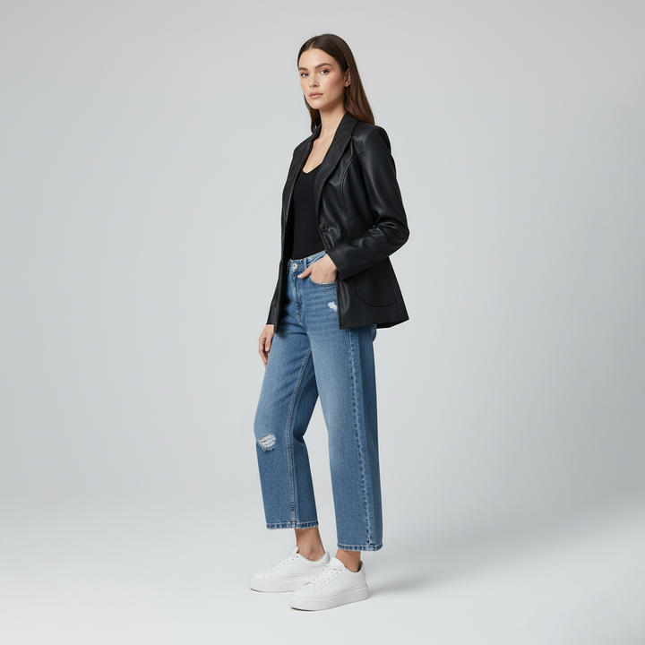 Tailored Faux Leather Blazer