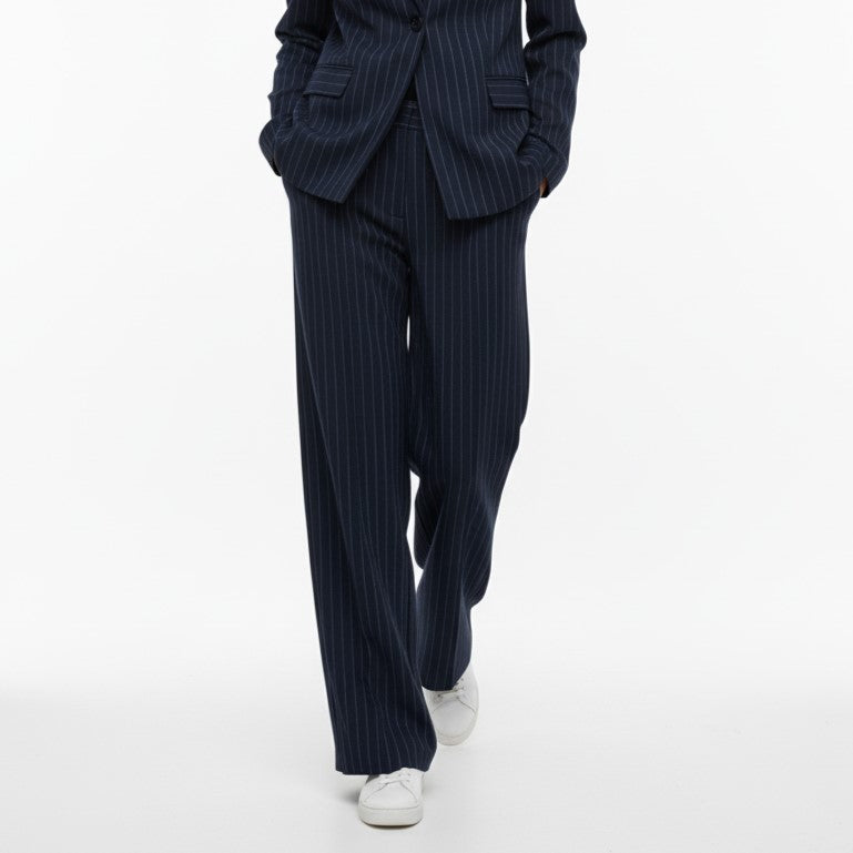 High-Waisted Pinstripe Wide-Leg Trousers