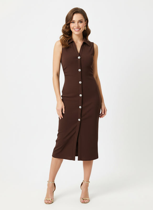 Sleeveless Collared Sheath Dress