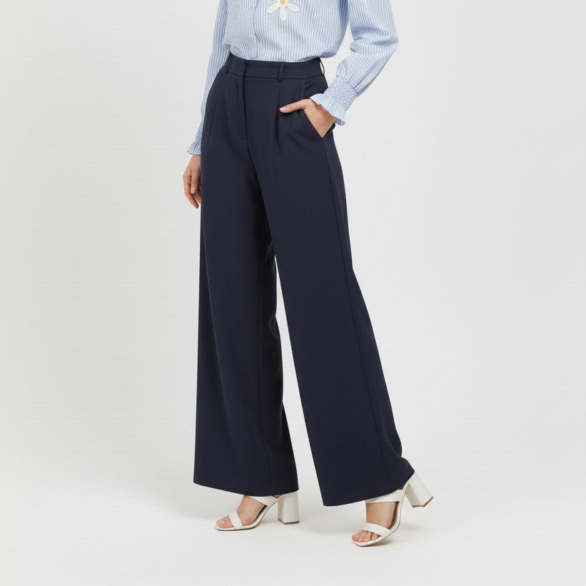 Pleated Wide-Leg Trousers