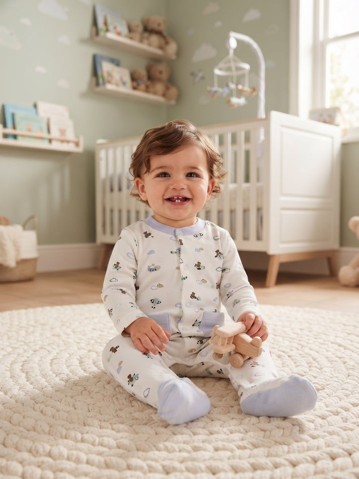 Baby Boy Vintage Airplane Footed Sleep & Play Sleeper