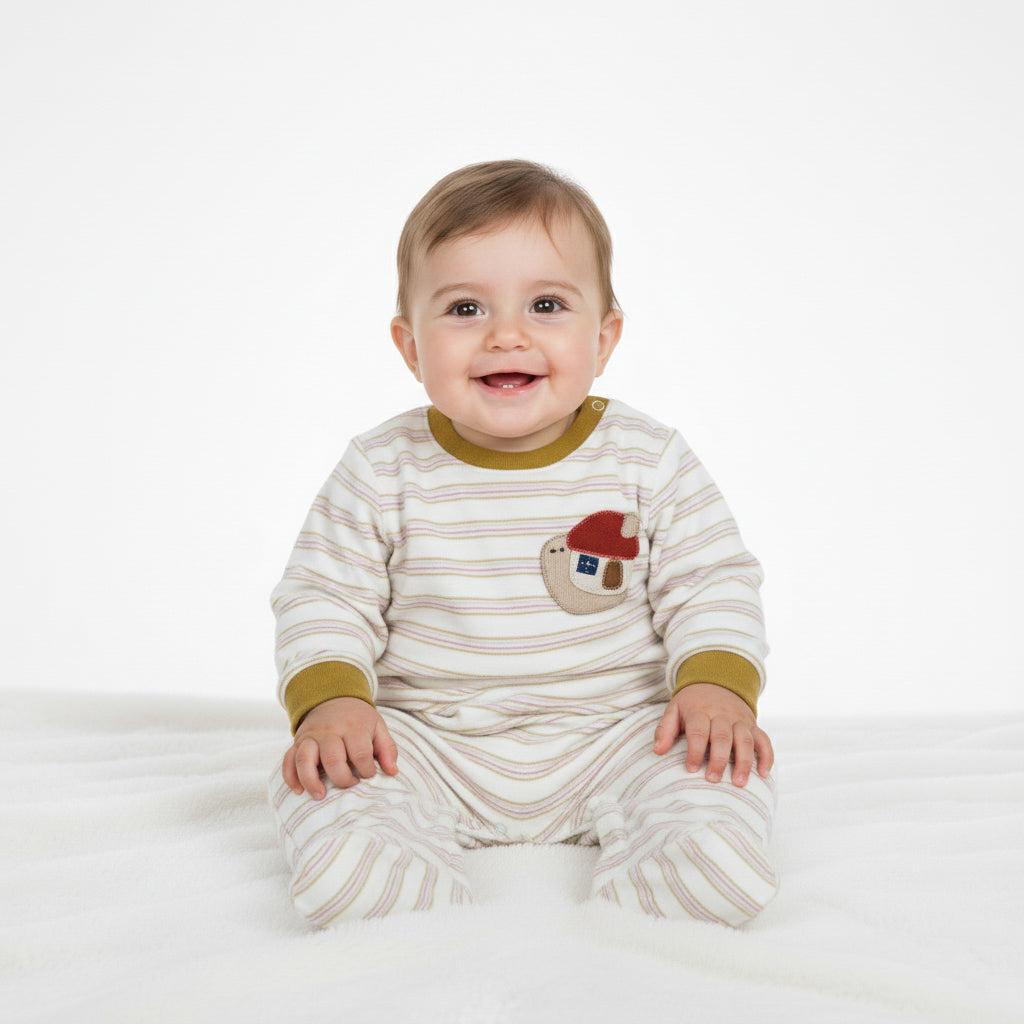 Striped Footed Sleepsuit