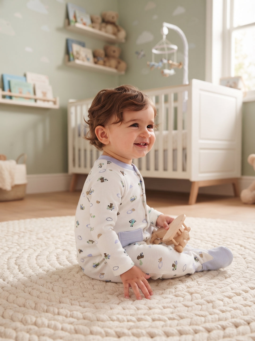 Baby Boy Vintage Airplane Footed Sleep & Play Sleeper