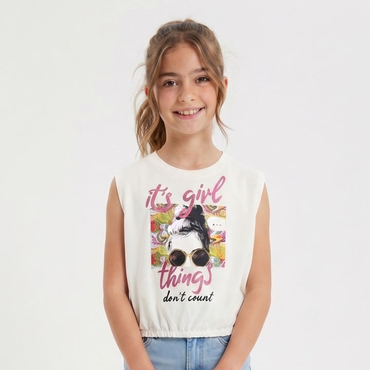 Girls' Short-Sleeve Elastic Hem T-Shirt