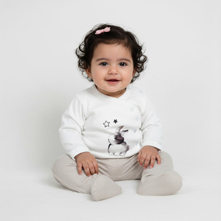 Rabbit  Wrap Top and Footed Pants Set