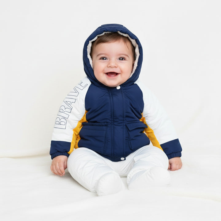 Color-Block 'Brave' Hooded Puffer Jacket