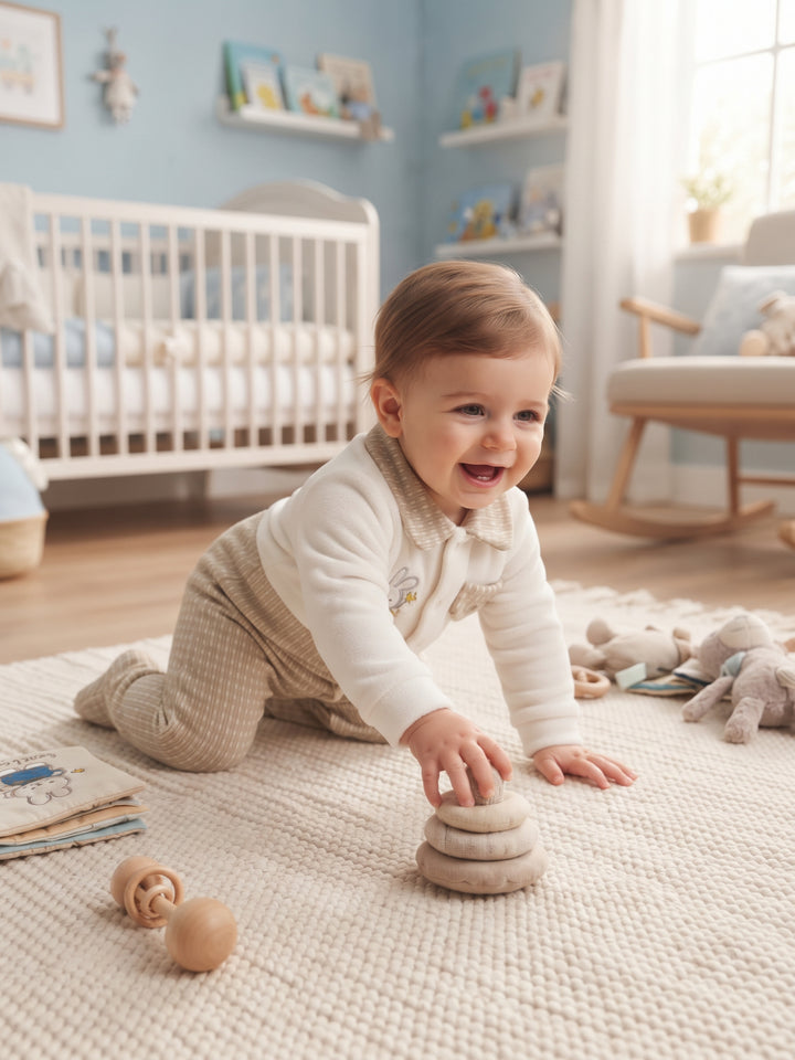 Cozy Bunny Embroidered Baby Footed Sleepsuit