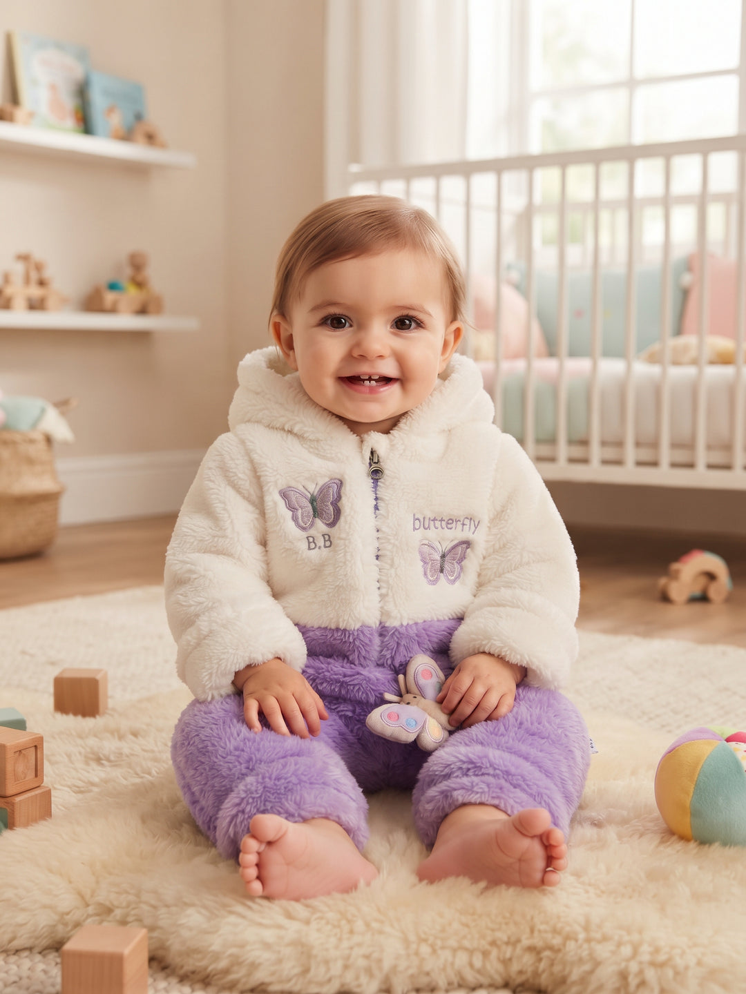 Butterfly Plush Fleece Hooded Onesie