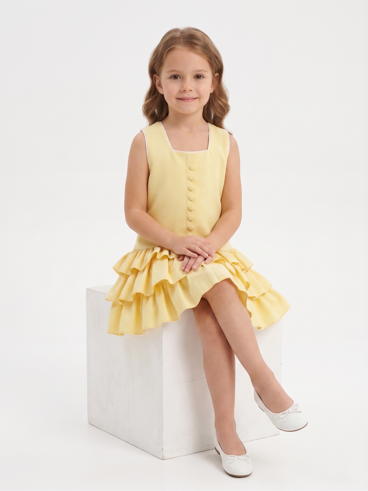 Sleeveless Drop-Waist Multi-Tiered Ruffled Dress