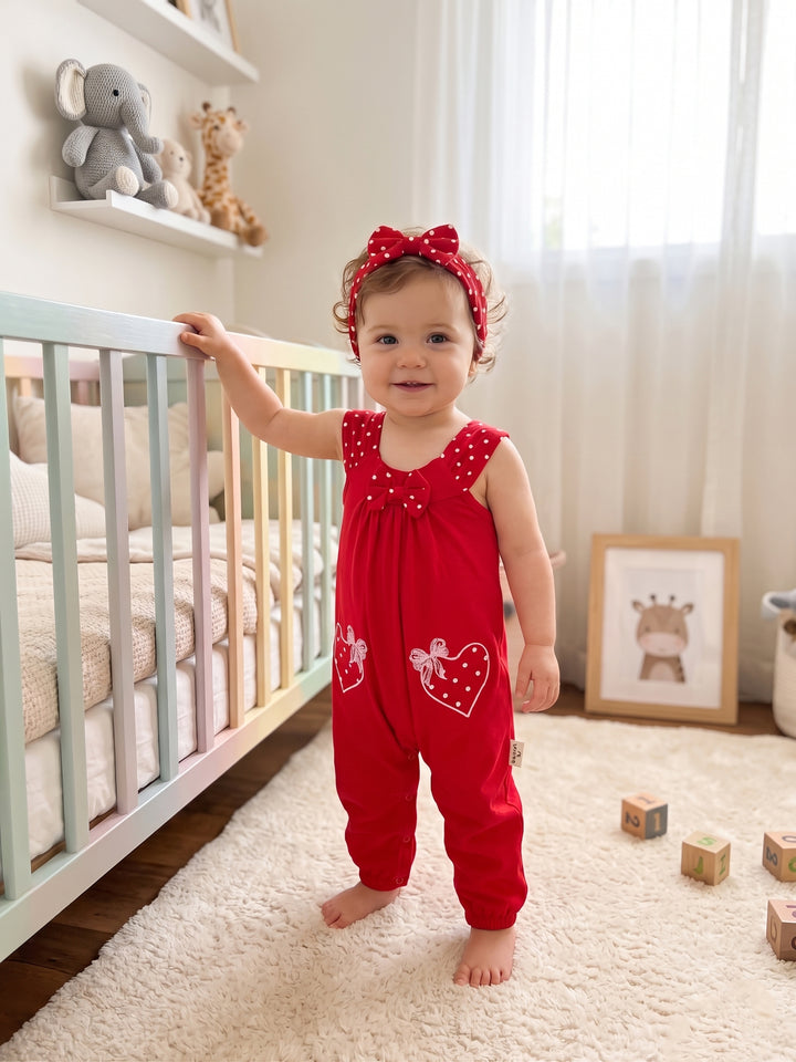 Sweetheart Ruby Polka Dot Jumpsuit Set