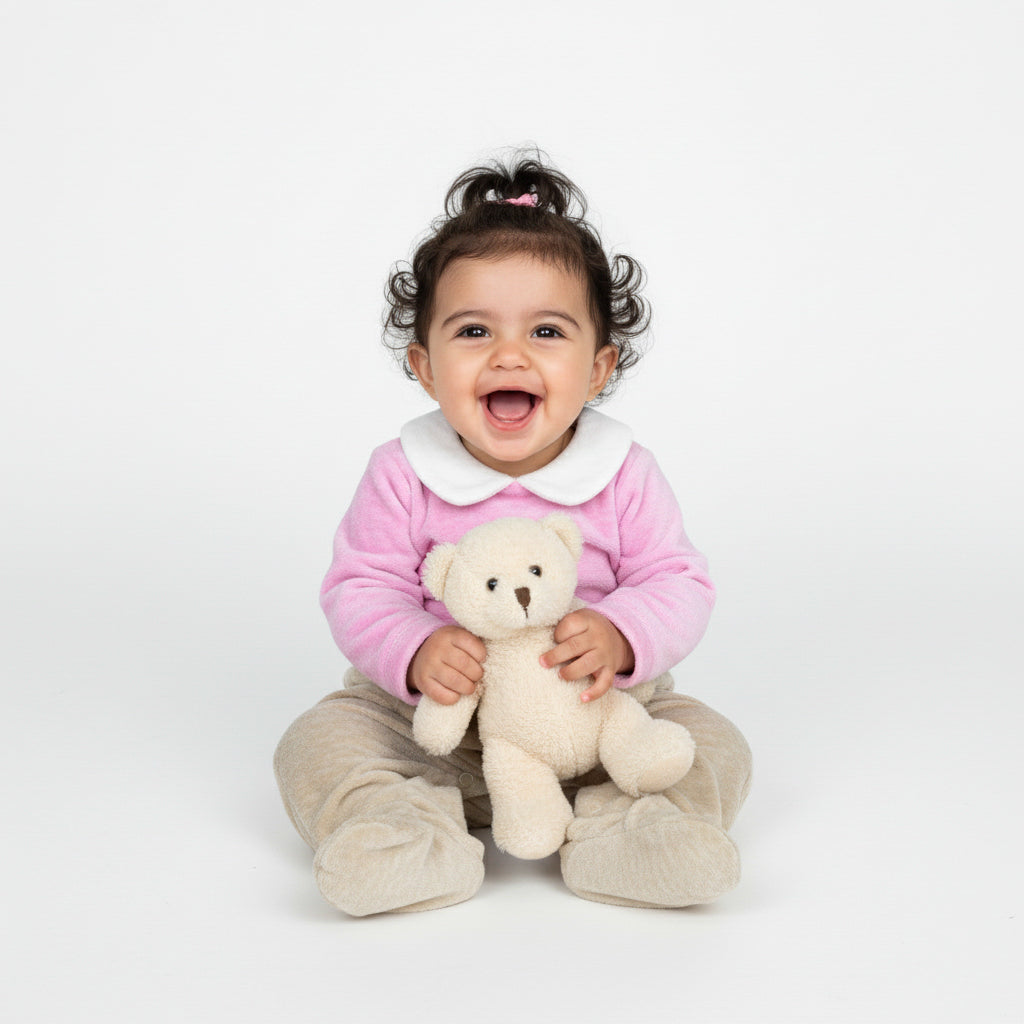 Bicolor Bow-Detail Footed Romper