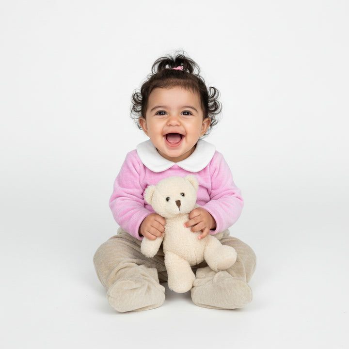 Bicolor Bow-Detail Footed Romper