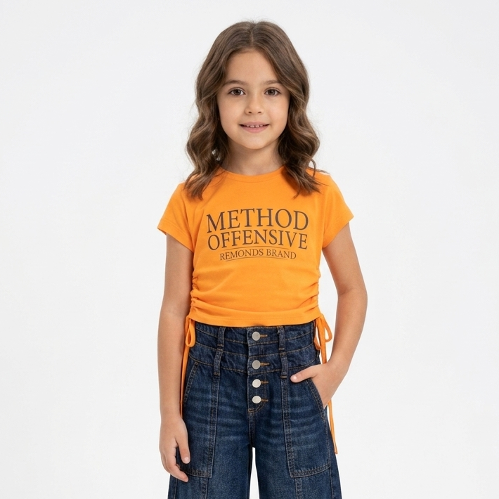 "Method Offensive" Ruched Side Cropped Tee