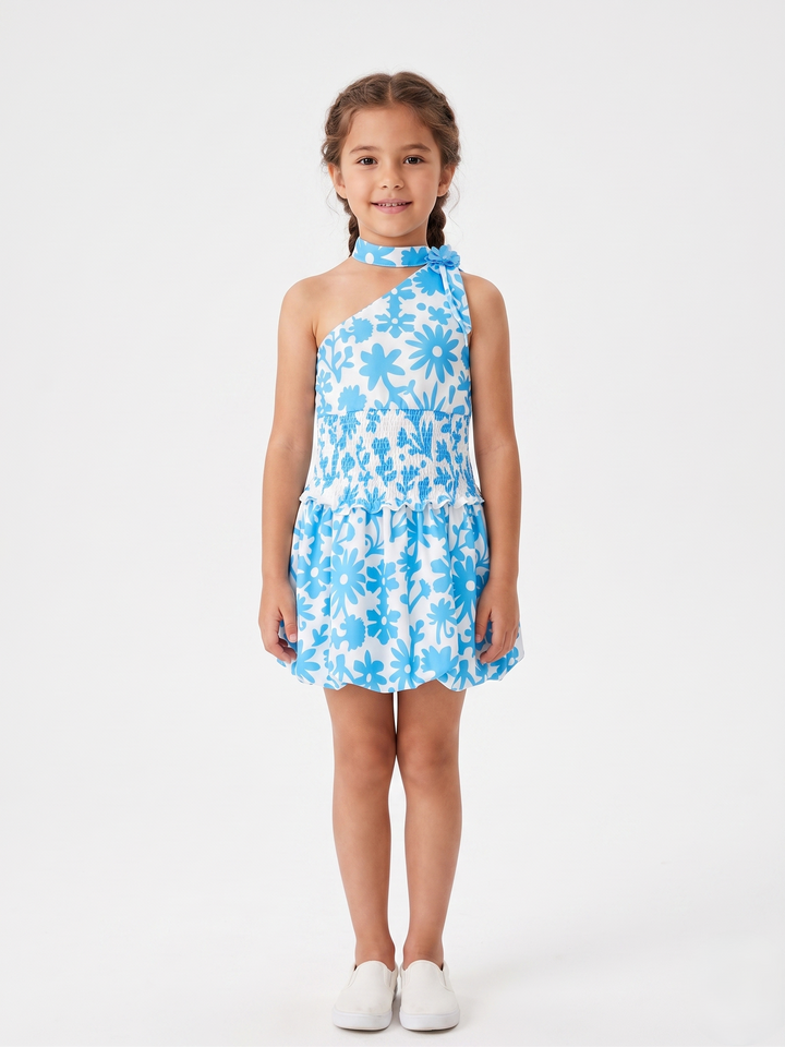 Floral Bloom One-Shoulder Bubble Dress