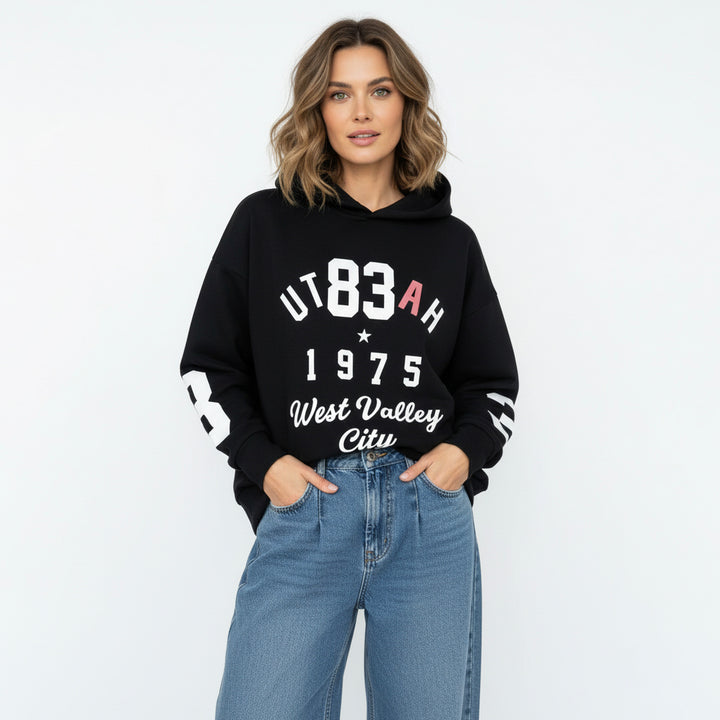 Varsity Print Drawstring Hoodie