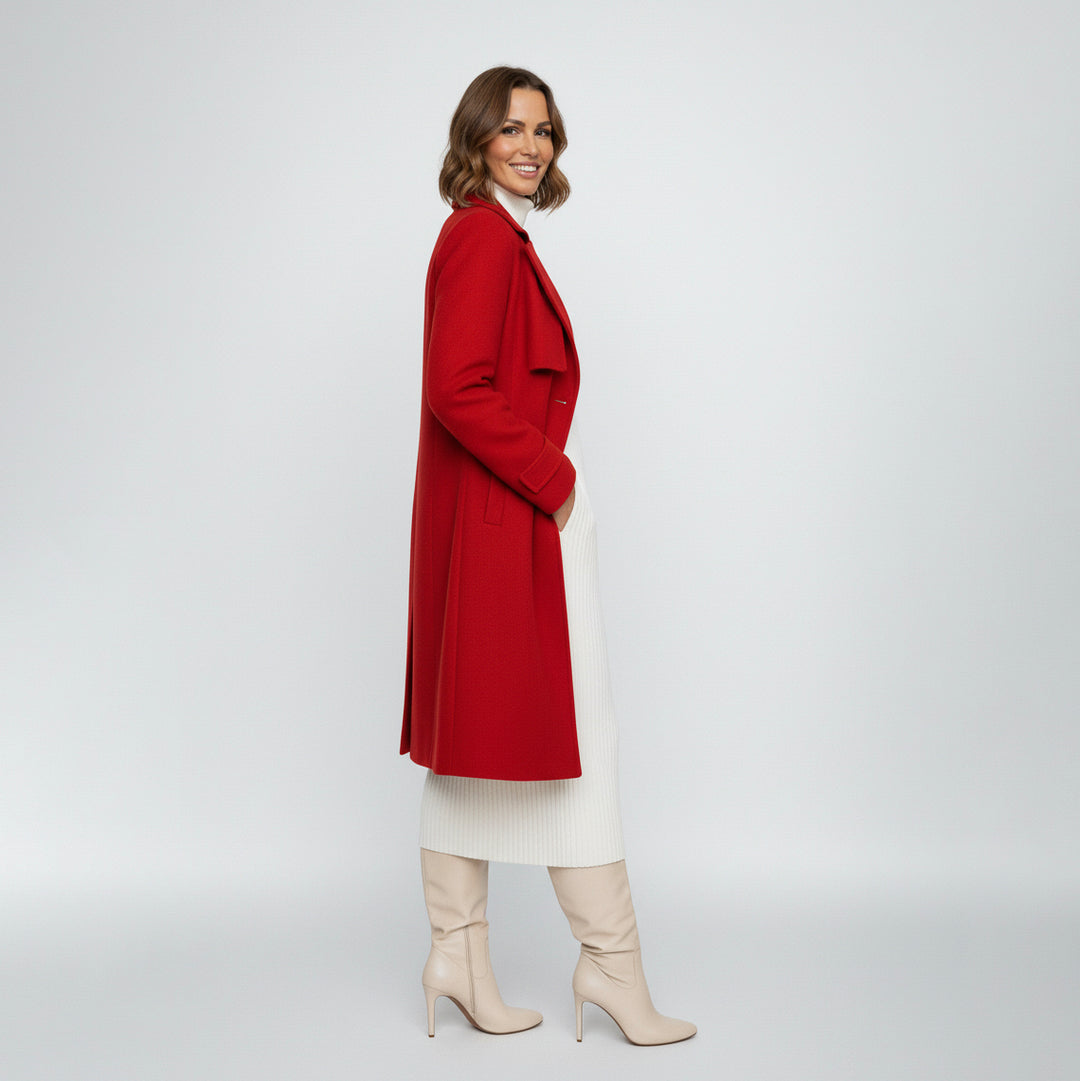 The Classic Red Long Coat Look