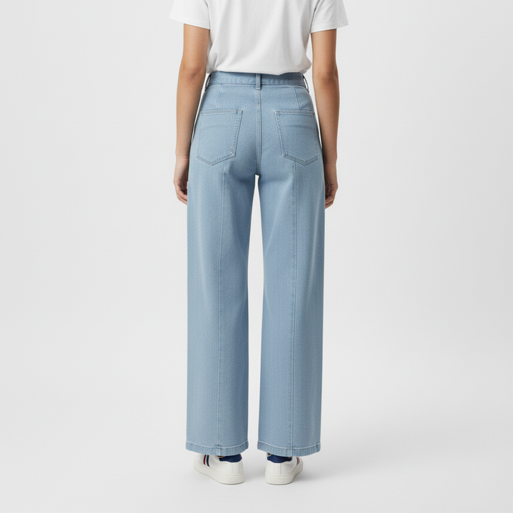 Structured Wide Leg Denim Trousers