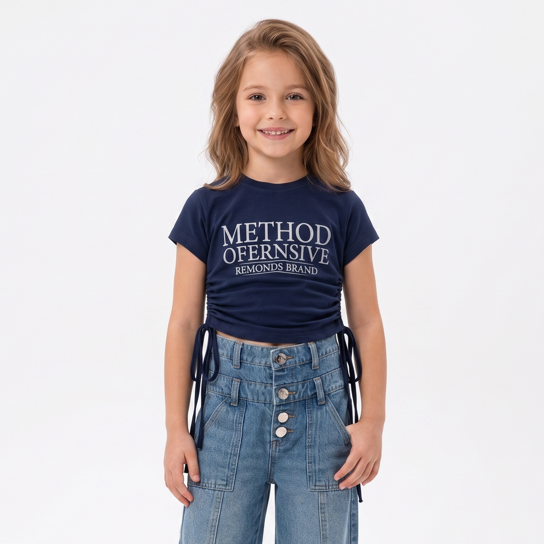 "Method Offensive" Ruched Side Cropped Tee
