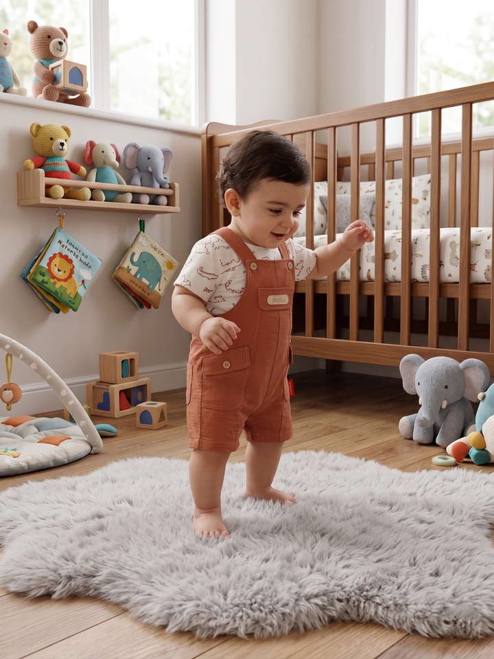 Product Name: Casual Cargo Overalls & Patterned Tee Set