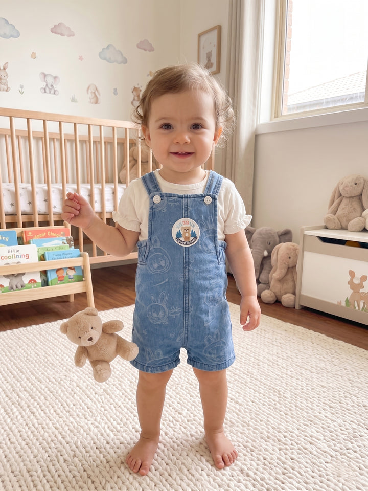 Baby Denim Overalls Set with Short-Sleeve Tee