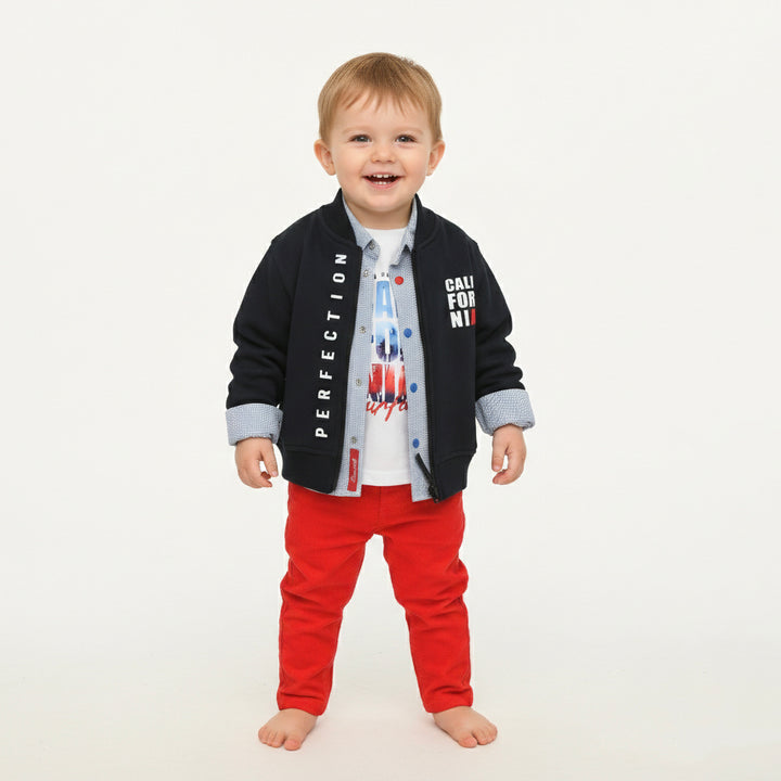 Junior Perfection Bomber & Red Chinos Set