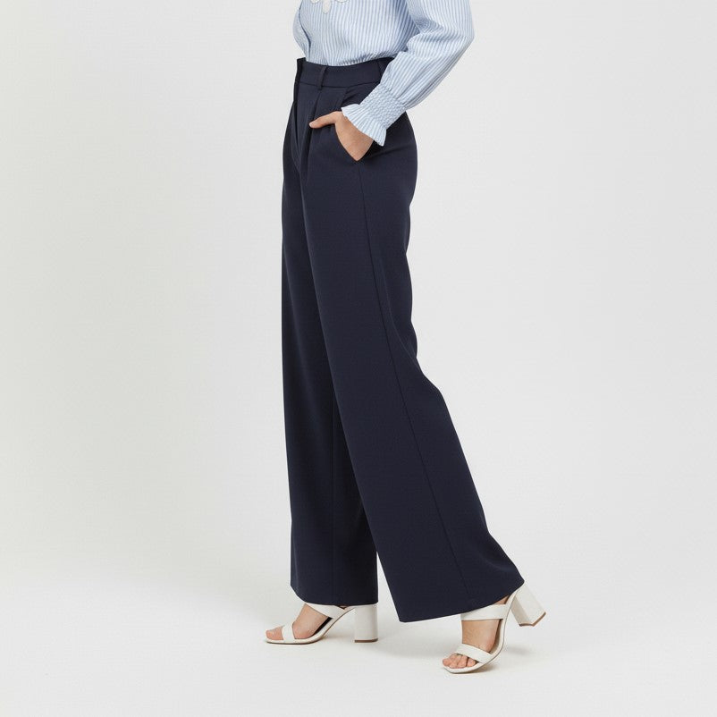 Pleated Wide-Leg Trousers
