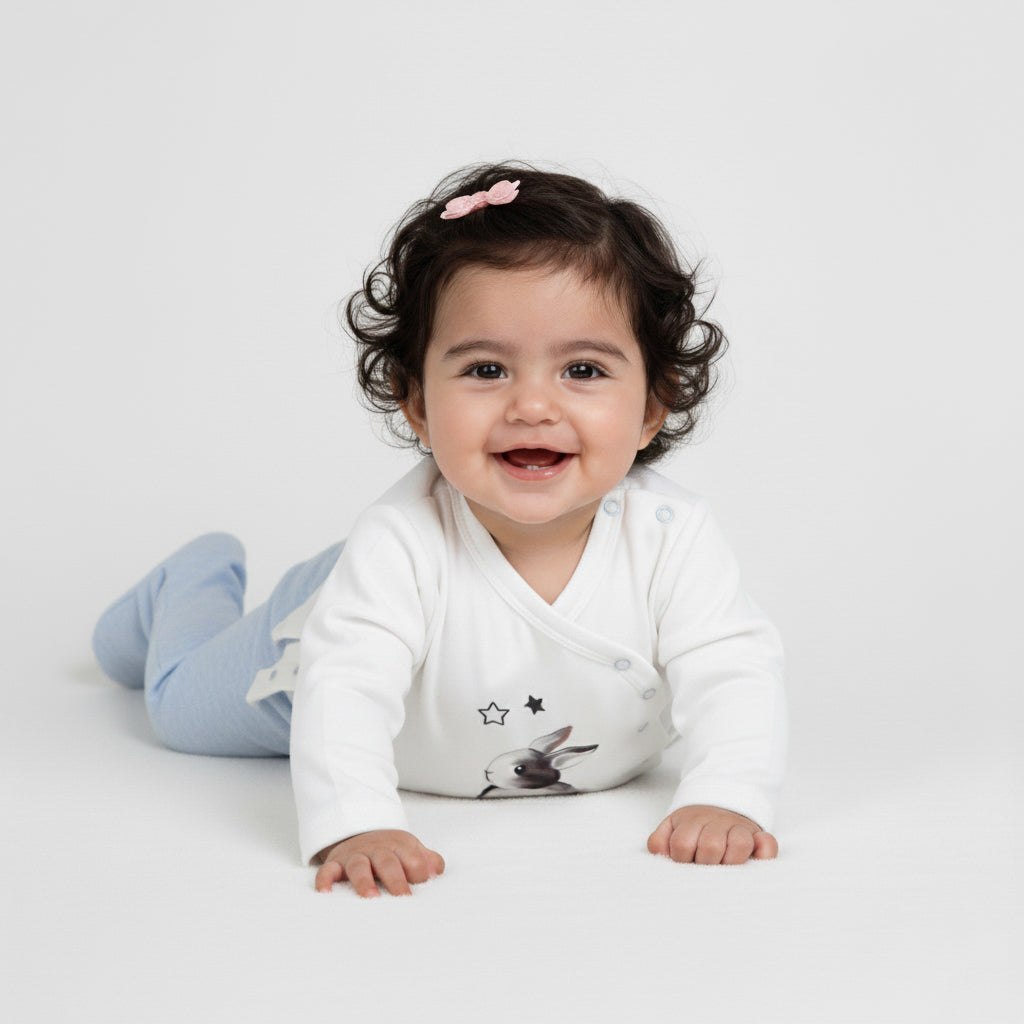 Rabbit  Wrap Top and Footed Pants Set