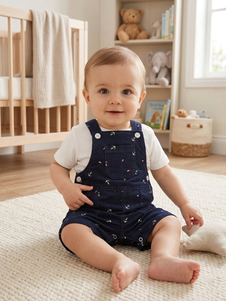 Classic Nautical Stripe Dungaree Set