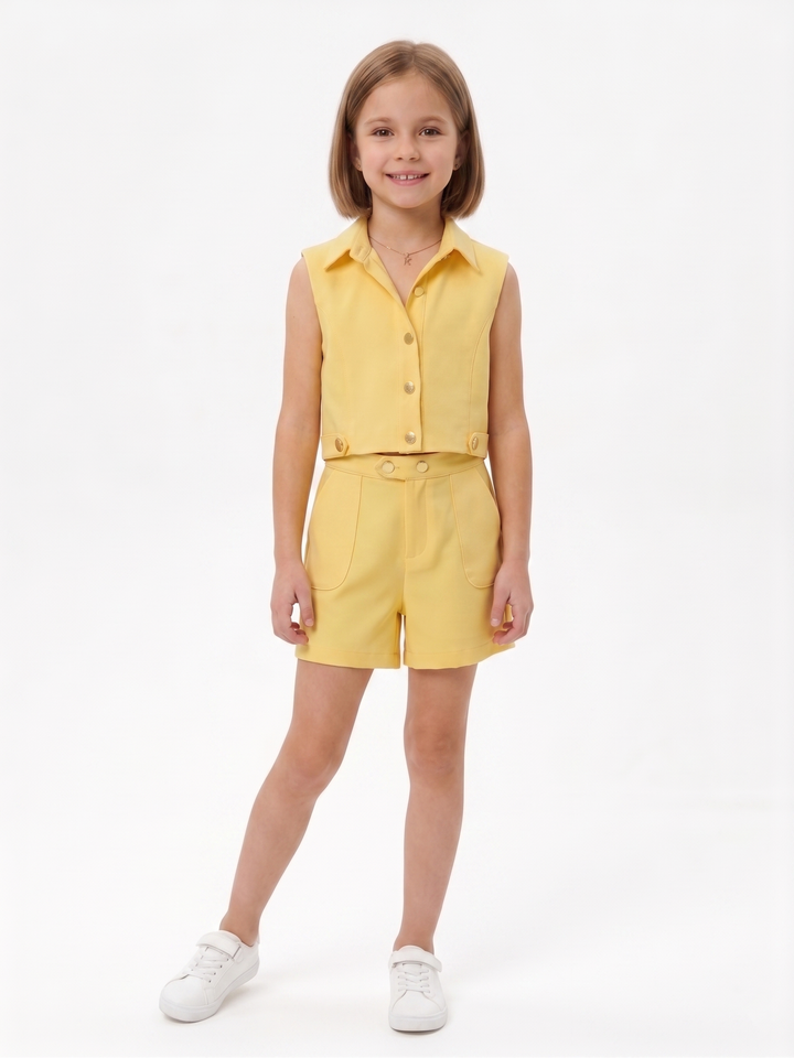 Kids' Chic Cropped Vest and Shorts Set