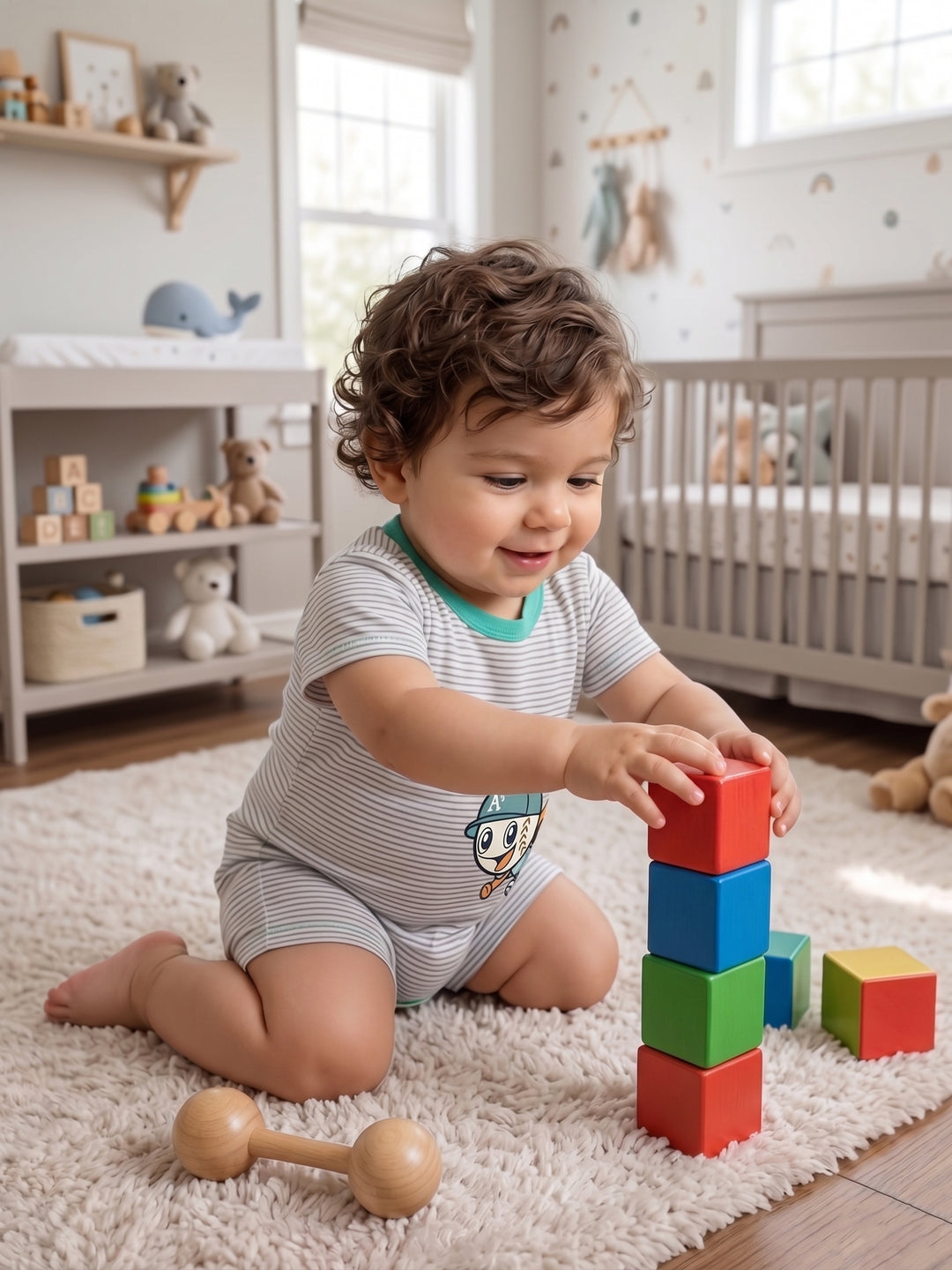 Little Slugger Baseball Striped Summer Romper