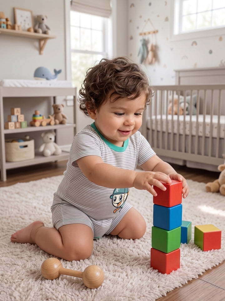 Little Slugger Baseball Striped Summer Romper
