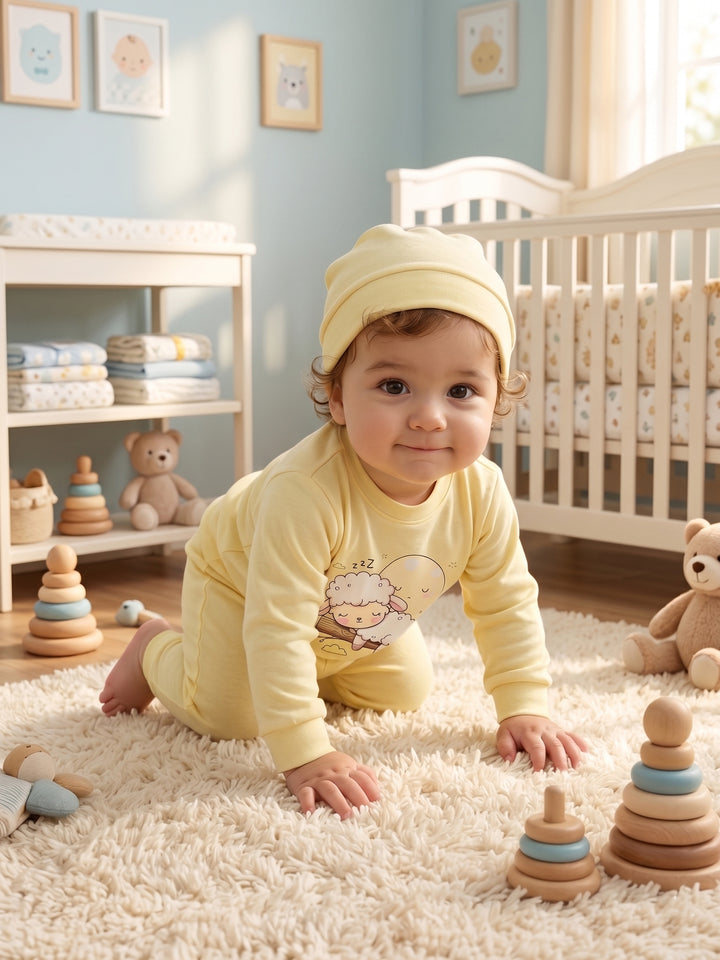 Sleeping Lamb Pastel Yellow Pajama Set