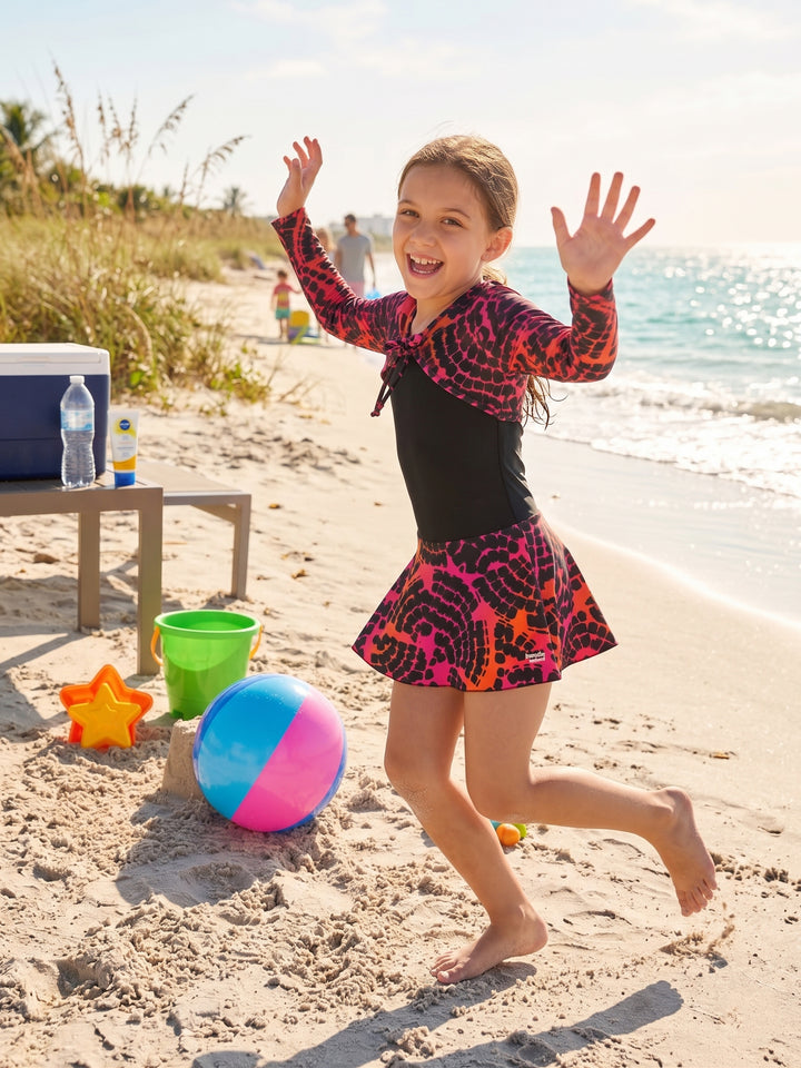 Girls' Long Sleeve Shrug & Swim Dress 2-Piece Set