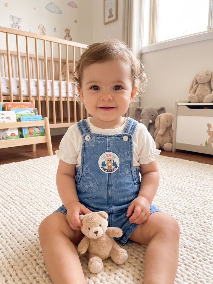 Baby Denim Overalls Set with Short-Sleeve Tee