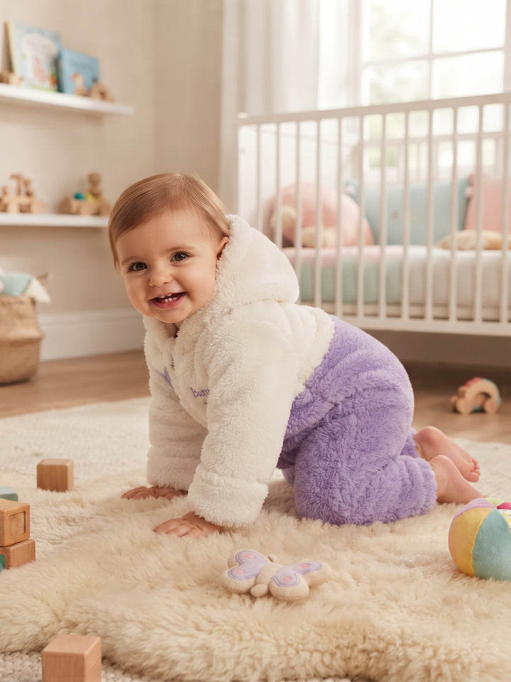 Butterfly Plush Fleece Hooded Onesie