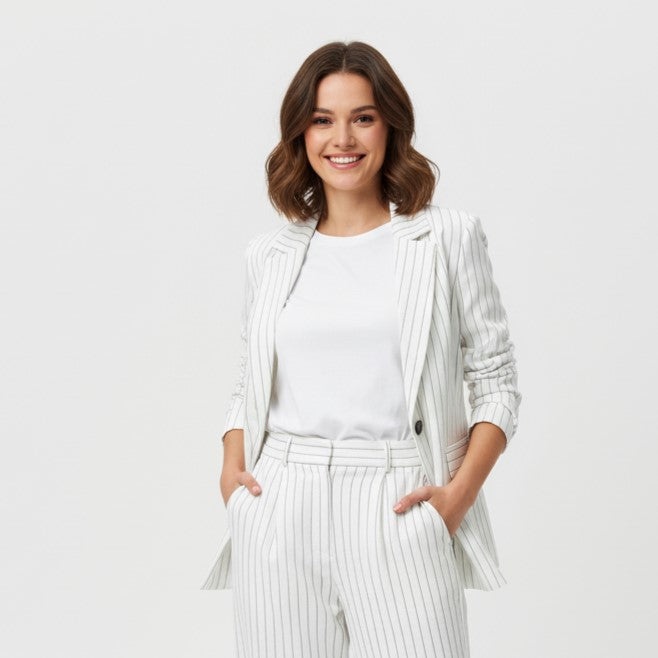 The Classic Pinstripe Tailored Blazer