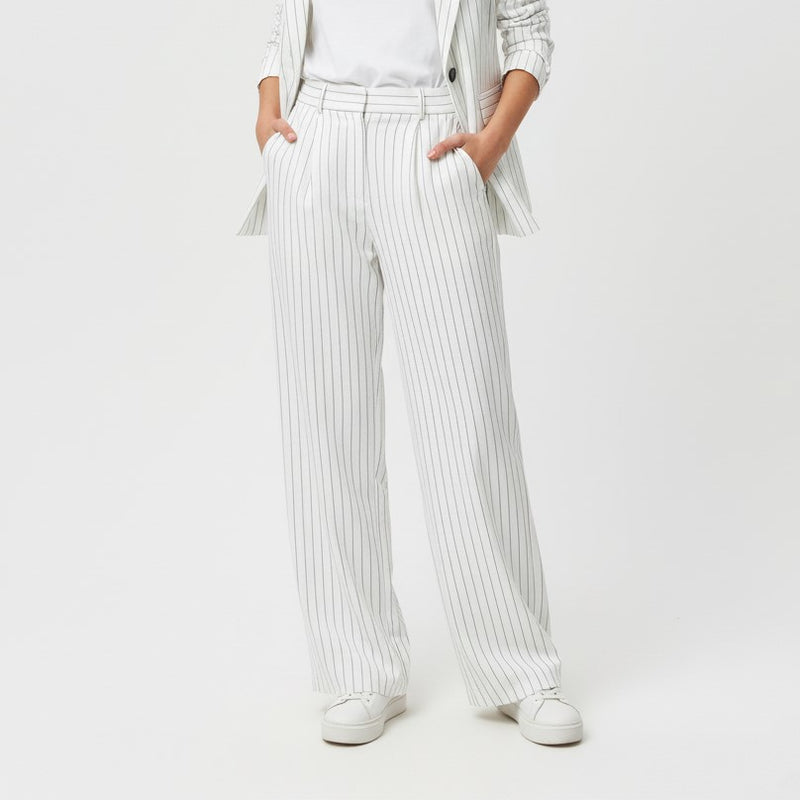 High-Waisted Pinstripe Wide-Leg Trousers