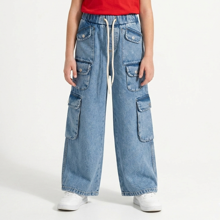 Retro Wide-Leg Cargo Jeans