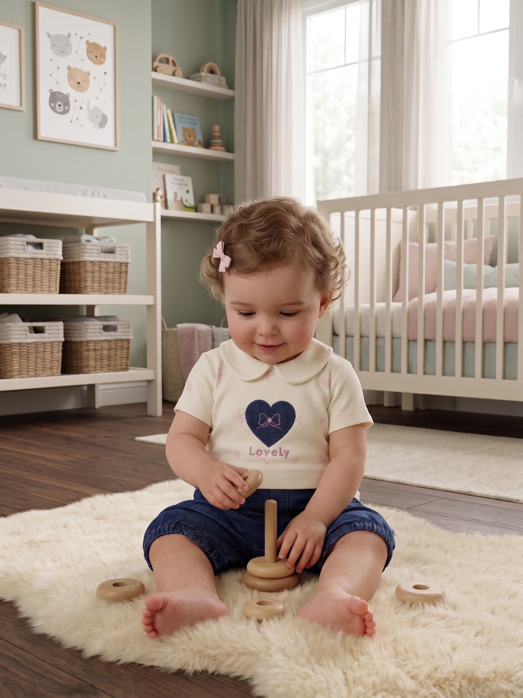 Product Name: Lovely Heart Faux-Twin Denim Romper