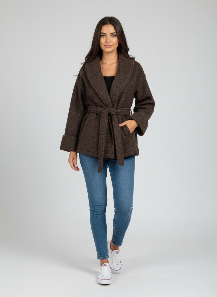 Cozy Knit Short Wrap Coat