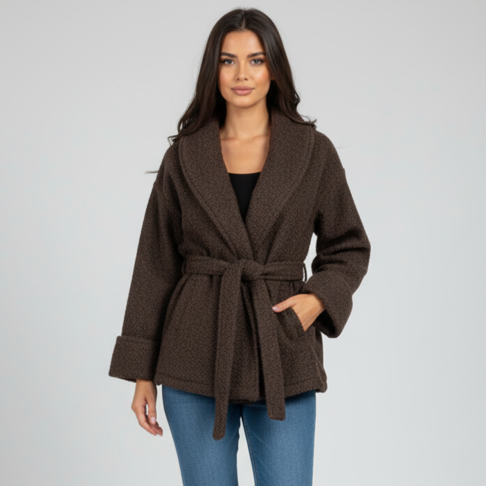 Cozy Knit Short Wrap Coat