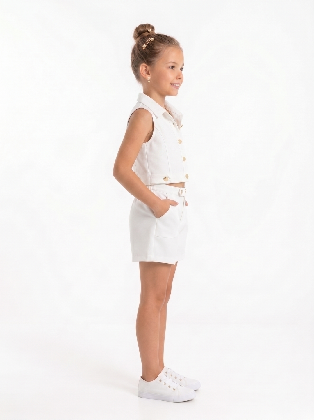 Kids' Chic Cropped Vest and Shorts Set