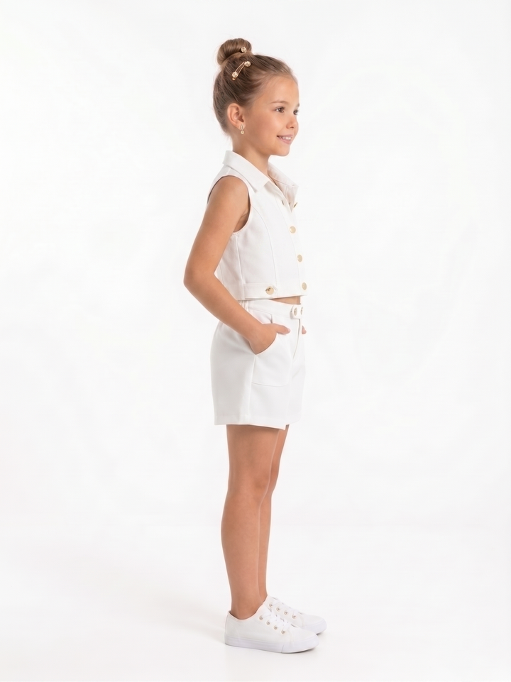 Kids' Chic Cropped Vest and Shorts Set