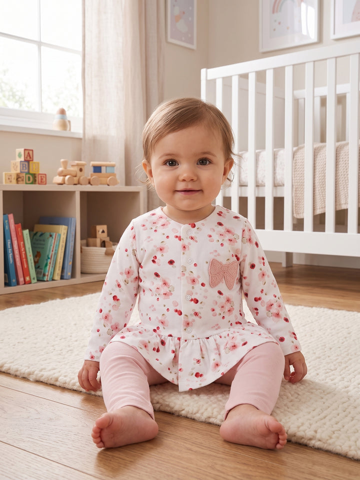 Charming Floral Muslin Romper Set