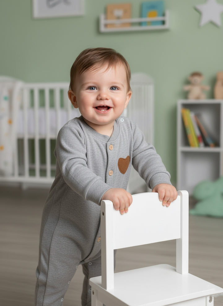 Heart Patch Ribbed Romper