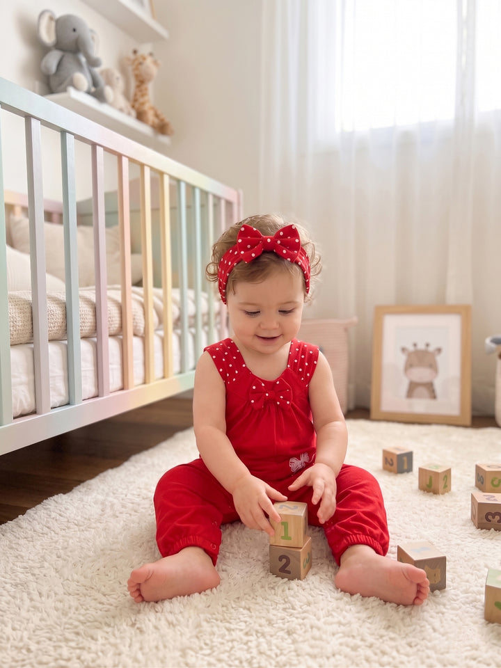 Sweetheart Ruby Polka Dot Jumpsuit Set