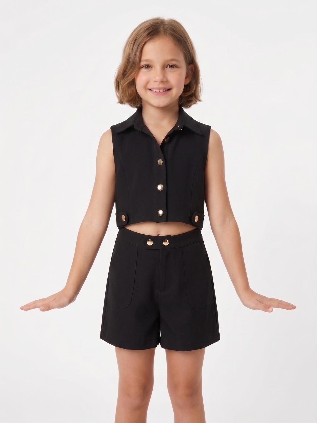 Kids' Chic Cropped Vest and Shorts Set