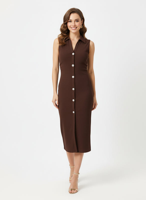 Sleeveless Collared Sheath Dress