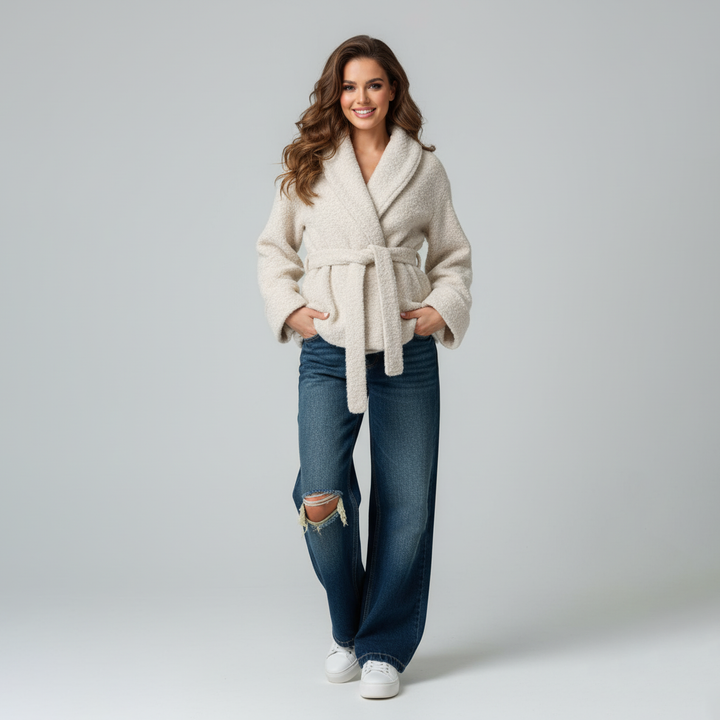 Cozy Knit Short Wrap Coat